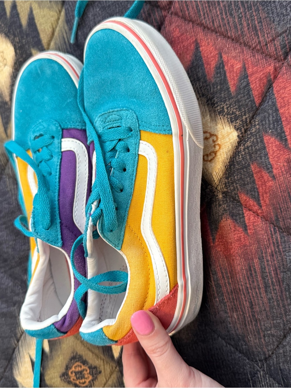 Vans Kids Teal, Yellow & Purple Old Skool Sneakers